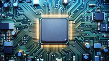 Wall Mural - A close-up shot of a modern electronic circuit board , technology, computer, hardware, electronics