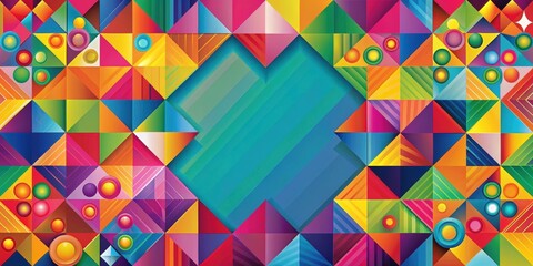 Poster - Abstract design with geometric shapes and vibrant colors , geometric, abstract, design, colorful, shapes, vibrant, artwork