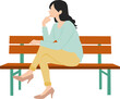 © くろねこ - 考え事をする女性のイラスト