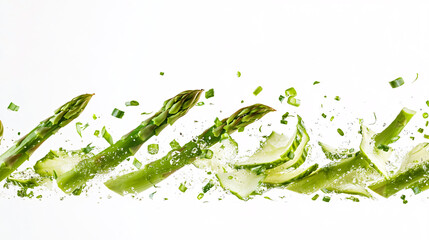 Wall Mural - Green Asparagus Sliced and Splashing in Water