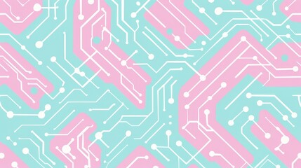 Wall Mural - Abstract Circuit Board Background   Pink and Blue Geometric Pattern