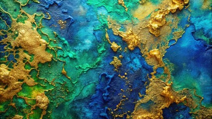 Organic textures in cobalt blue, green, and gold , cobalt blue, green, gold, organic, textures, abstract, natural