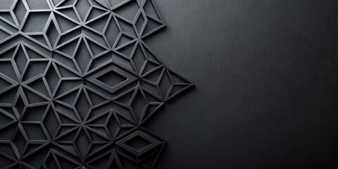 Wall Mural - Abstract geometric pattern made from black paper on dark background, abstract, geometric, pattern, black, paper, dark, background