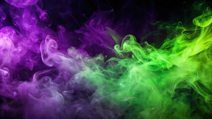 Wall Mural - Dynamic and mysterious dark purple smoke with lime green neon accents , smoke, purple, lime green, neon, mysterious