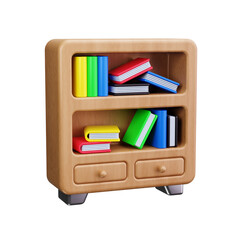 bookshelf 3d render icons