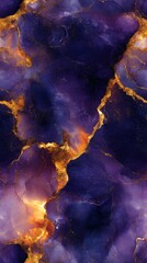 Canvas Print - Seamless marble texture in deep purple with gold highlights, [Abstract Background Marble], [Bold and sophisticated]