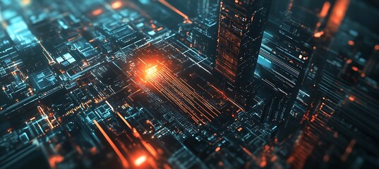 Poster - a futuristic world with interconnected smart cities and digital ecosystems