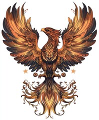 Poster - A stylized phoenix with vibrant colors and intricate details, symbolizing rebirth and strength.