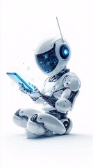 Poster - virtual assistant helping in website navigation on a mobile device, ai integration in web design, mo