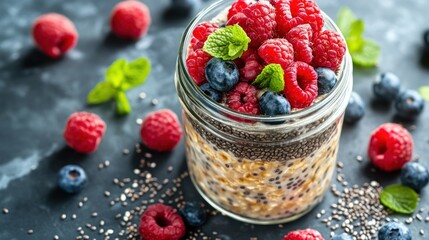 Chia Seed Pudding with Berries and Mint