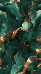 Sticker - Abstract green and gold marble texture background. Luxurious and elegant design perfect for wallpapers, posters, or digital art projects.