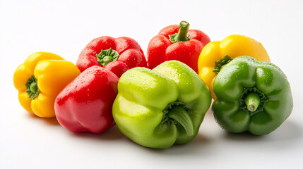 Wall Mural - Colorful Bell Peppers on White Background