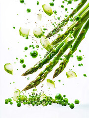 Poster - Fresh Green Asparagus and Peas in Motion