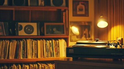 Wall Mural - Vintage Turntable in a Cozy Room