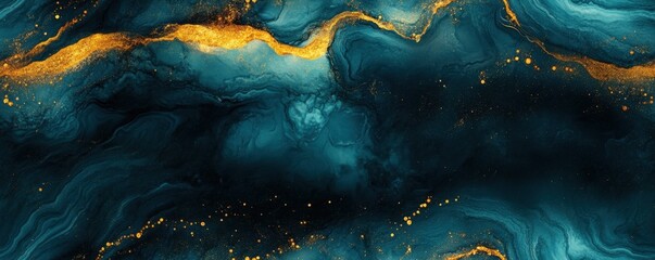 Wall Mural - Seamless abstract marble in dark teal with subtle gold veins, [Abstract Background Marble], [Vibrant and sophisticated]