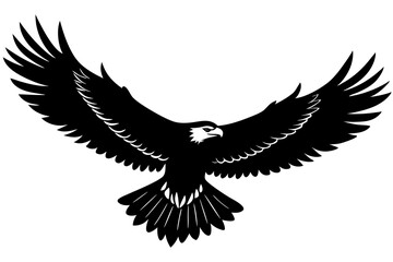 A Bald Eagle black Silhouette Vector, Flying Bald Eagle black and white Silhouette vector isolated on a white background