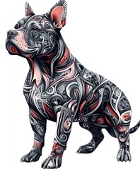 Sticker - A stylized dog illustration featuring intricate patterns and vibrant colors.