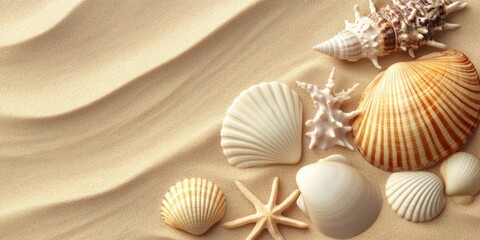 Tropical Paradise Abstract: Vibrant Summer Beach Vacation Concept. Minimalist Ocean and Sky Design with Elegant Sand and Shell Textures. Versatile Marketing Background for Leisure and Holiday Promotio