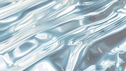 Abstract metallic background with a silver and blue reflective surface, flowing and rippling in a smooth and elegant pattern.