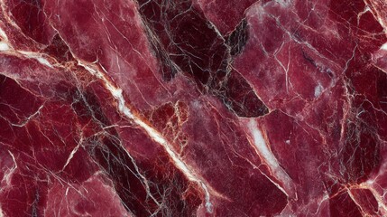 Sticker - Close-up of red marble texture with white and black veins, perfect for backgrounds, design projects, or architectural references.