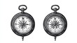 © Best_Seller - Black and white vector illustrations of antique compasses with ornate dials, perfect for use as design elements in vintage or retro nautical and marine themes.