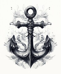 Canvas Print - An ornate anchor design with intricate details and decorative elements.