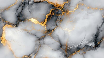 Sticker - Seamless marble texture in light grey with gold veins, [Abstract Background Marble], [Modern and elegant]