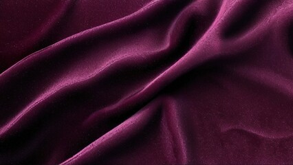 Close-up of a deep purple, smooth and luxurious fabric with soft wrinkles and folds, creating a rich and elegant background.