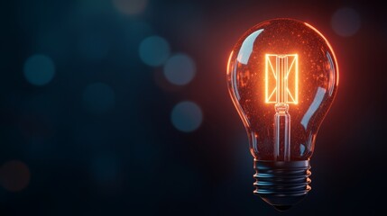 Poster - Mockup of a lamp shape logo and idea concept for a company empowering inventors