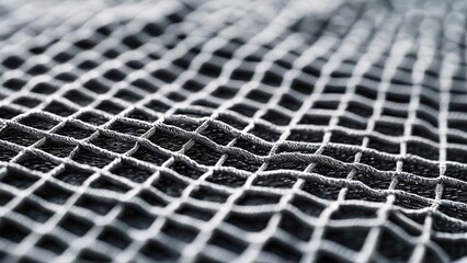 Close-up of a white net with a dark background.