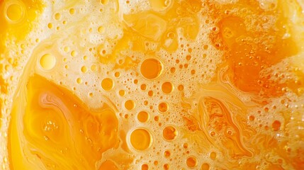Poster - Wallpaper with bubbles in an orange and yellow swirl pattern