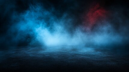 Poster - Abstract dark concentrate floor scene with mist, fog, spotlights, glitter