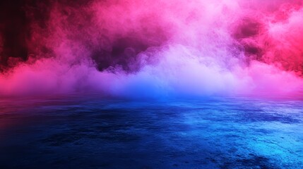 Poster - The concrete concrete black fog neon dark asphalt new ideas light cube lighting lighted cement street art wet floor lights 3D rendering background environment abstract effect black empty asphalt old