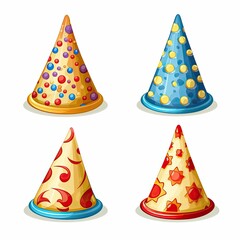 Wall Mural - Party hats collections on white background