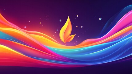 Poster - The Olympic games banner concept features a vibrant flame and colorful background