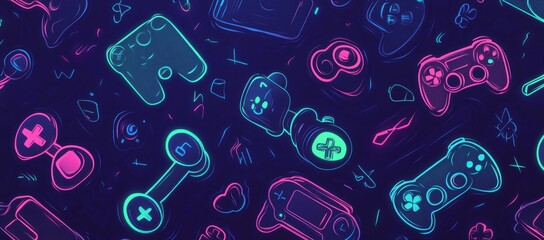 Gadgets pattern background of video game controllers