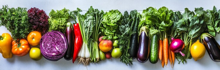 Wall Mural - A background of organic vegetables in a food setting