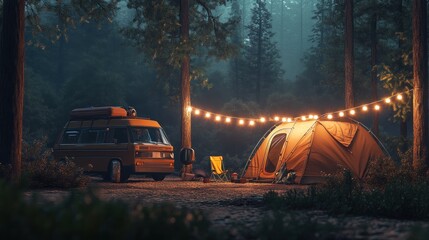 Sticker - Camping in the Woods at Night