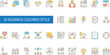 © Borhan - Business colored icon set. opportunity, overtime, personal, premium, productivity, sexual, strategic, advantage, training, team, vision, sponsor, solution, seminar. Vector illustration