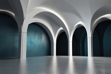 Wall Mural - Abstract architecture background arched interior 3d render