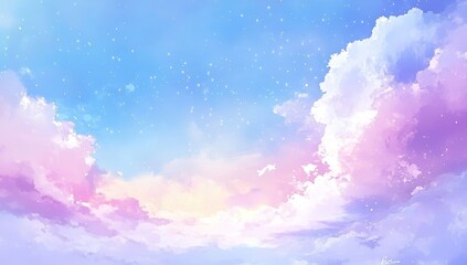 Wall Mural - sky cloud backdrop with abstract light blue particle painting