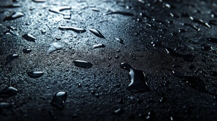 Poster - An empty dark street scene with black asphalt road and studio interior texture for a display product wall background.