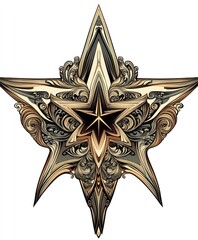 Wall Mural - Ornate star design with intricate detailing and a layered appearance.