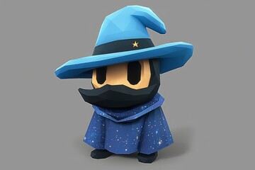 Low Poly Cartoon Wizard Character 3D Render