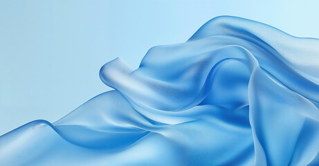 Poster - Abstract flowing blue wavy fabric on a blue background