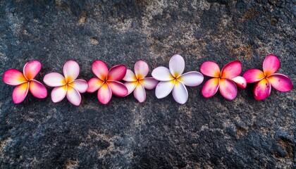 Wall Mural - Elegant Floral Abstract: Hawaiian Plumeria Lei in Minimalist Composition. Versatile Botanical Design for Cultural Marketing, UI, and Graphic Projects. Stylish Gradient Texture with Copy Space for Post