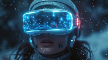 Poster - generate an immersive experience showcasing the synergy between vr goggles, ai animations, and spinn