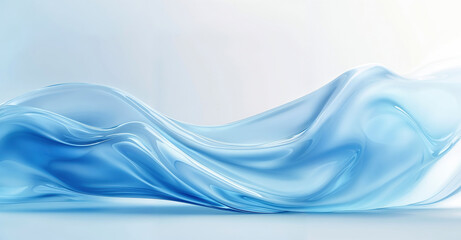 Poster - Abstract background with a blue wave flowing smoothly over a white surface