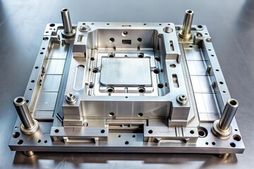 Plastic injection mold and parts in medium shot