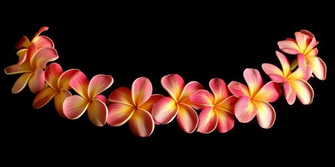 Wall Mural - Elegant Floral Abstract: Hawaiian Plumeria Lei in Minimalist Composition. Versatile Botanical Design for Cultural Marketing, UI, and Graphic Projects. Stylish Gradient Texture with Copy Space for Post